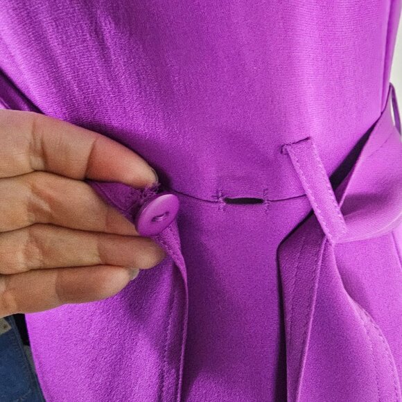 A.L.C. Claire Handkerchief Hem Silk Wrap Dress Sz 0 Purple Fuchsia Belted Waist - Picture 14 of 16